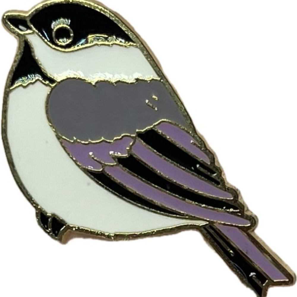 Charming Bird Enamel Pin - Black, Gray, White, Purple